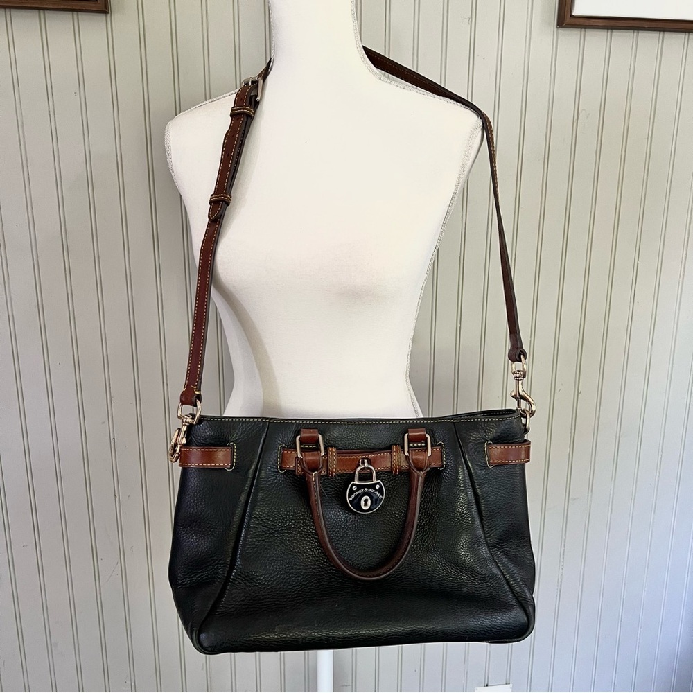 Dooney & Bourke Samba Large Satchel with Crossbody Navy / Tan